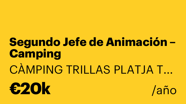 Segundo Jefe de Animación – Camping