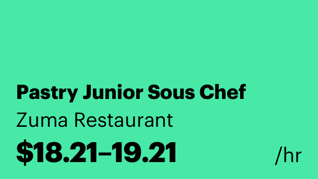 Pastry Junior Sous Chef