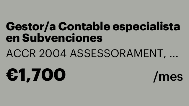 Gestor/a Contable especialista en Subvenciones