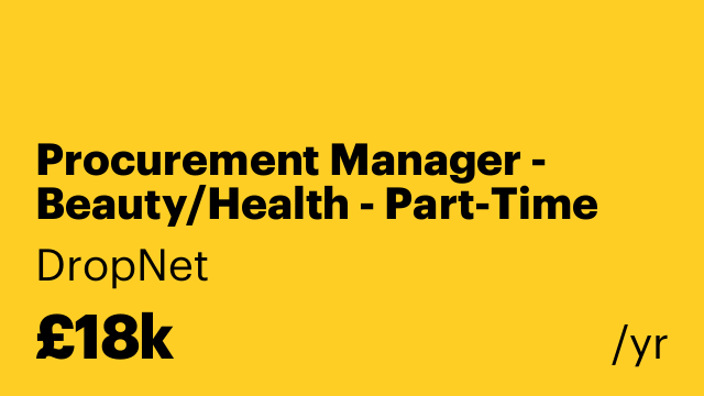 Procurement Manager - Beauty/Health - Part-Time