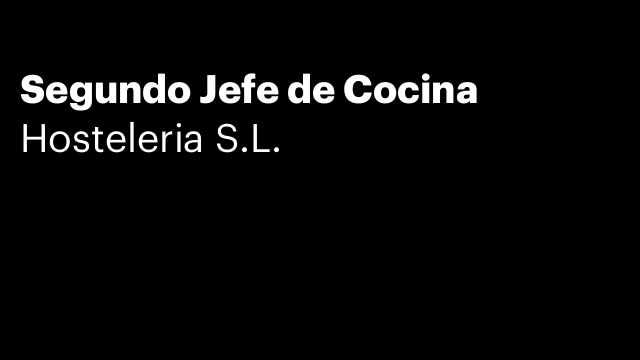 Segundo Jefe de Cocina