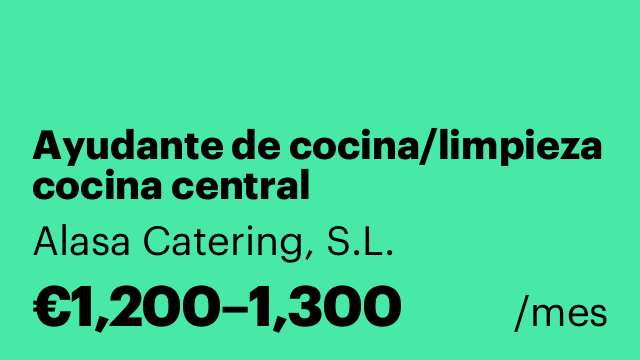 Ayudante de cocina/limpieza cocina central