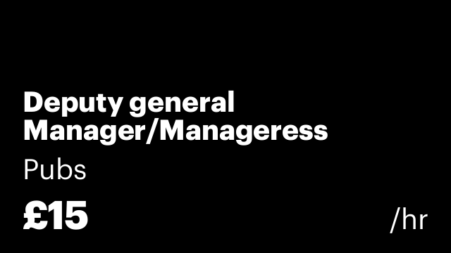 Deputy general Manager/Manageress