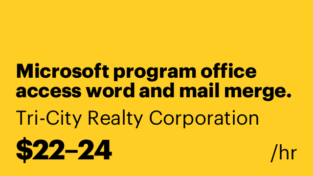 Microsoft program office access word and mail merge.