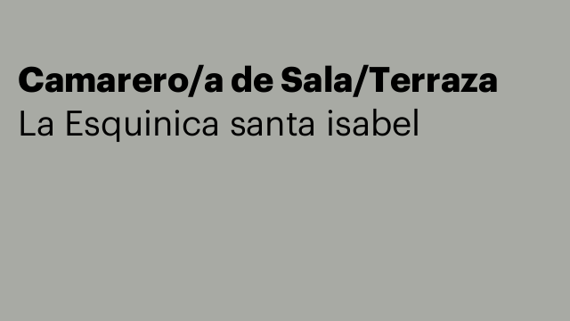 Camarero/a de Sala/Terraza