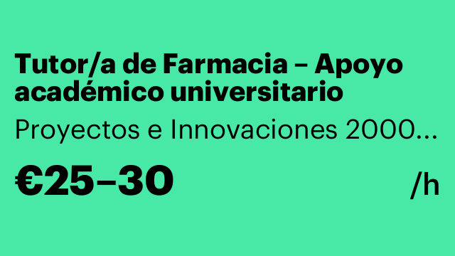Tutor/a de Farmacia – Apoyo académico universitario