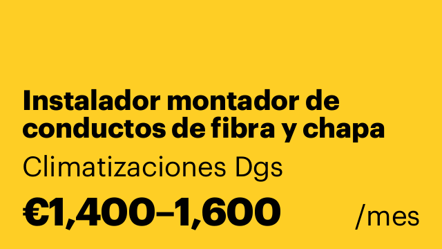 Instalador montador de conductos de fibra y chapa