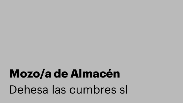 Mozo/a de Almacén