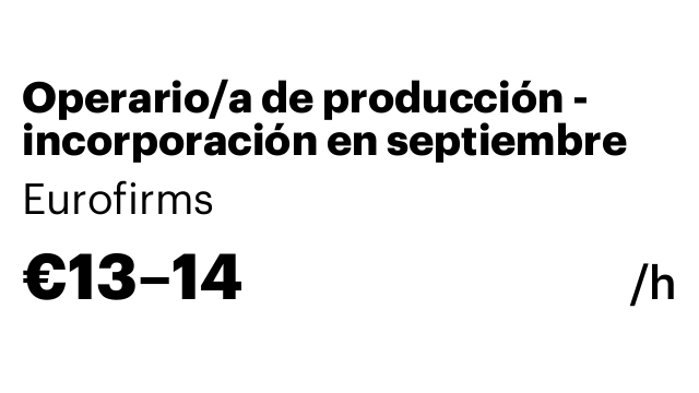 Operario/a de producción - incorporación en septiembre