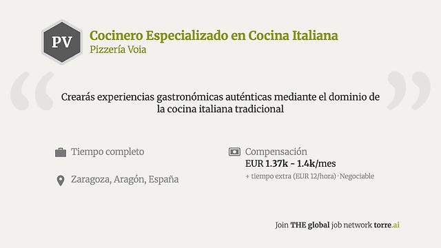 Cocinero Especializado en Cocina Italiana