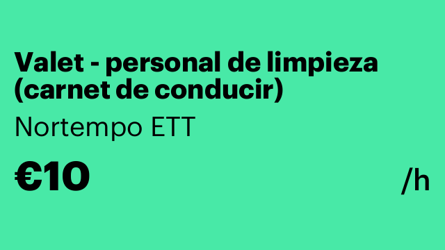 Valet - personal de limpieza (carnet de conducir)