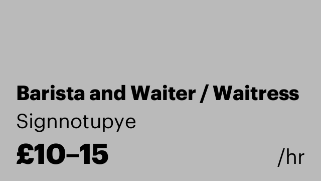 Barista and Waiter / Waitress
