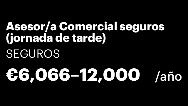 Asesor/a Comercial seguros (jornada de tarde)