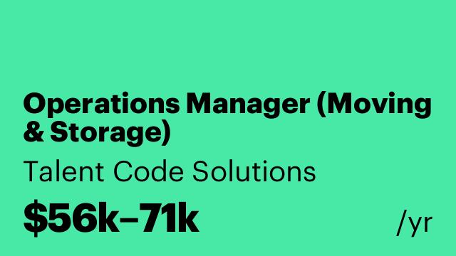 Operations Manager (Moving & Storage)