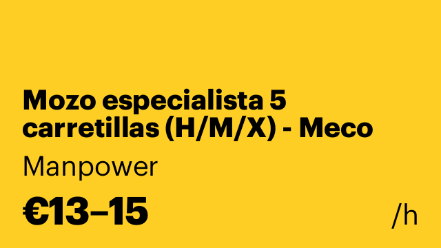 Mozo especialista 5 carretillas (H/M/X) - Meco