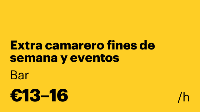 Extra camarero fines de semana y eventos