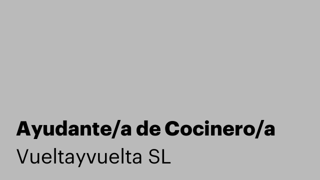 Ayudante/a de Cocinero/a