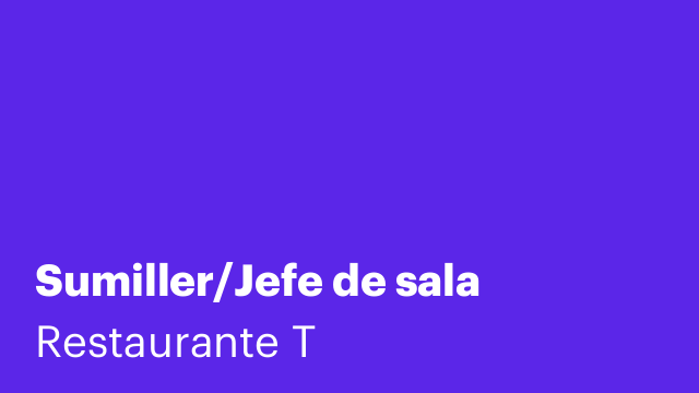 Sumiller/Jefe de sala