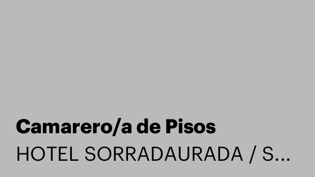 Camarero/a de Pisos
