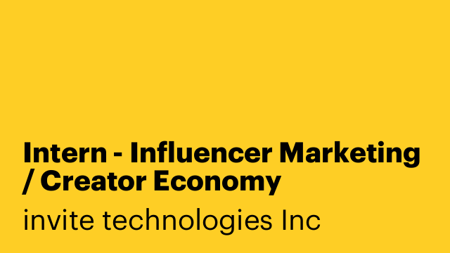 Intern - Influencer Marketing / Creator Economy