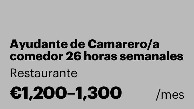 Ayudante de Camarero/a comedor 26 horas semanales
