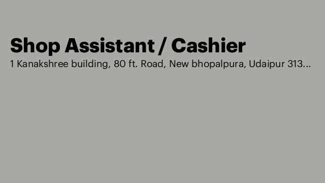 Shop Assistant / Cashier