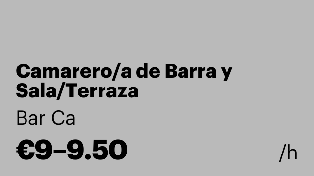 Camarero/a de Barra y Sala/Terraza