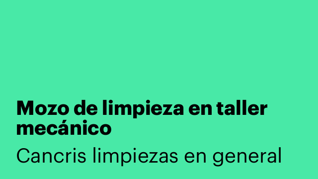 Mozo de limpieza en taller mecánico