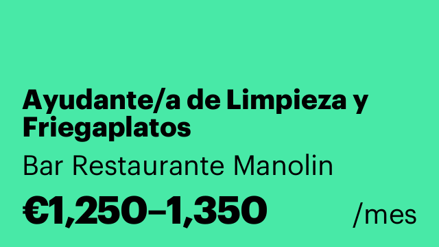 Ayudante/a de Limpieza y Friegaplatos