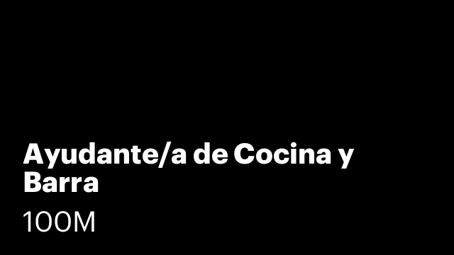 Ayudante/a de Cocina y Barra