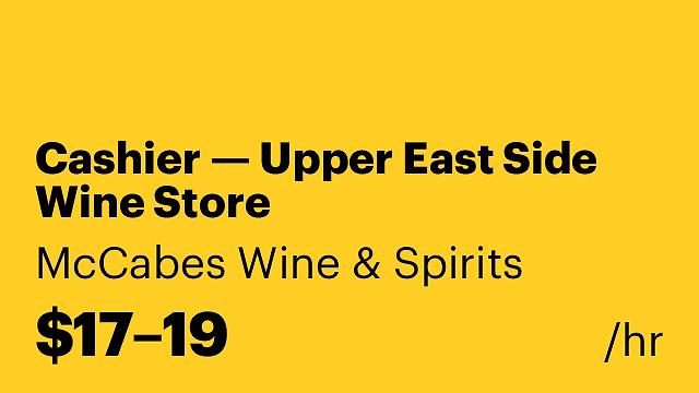 Cashier — Upper East Side Wine Store
