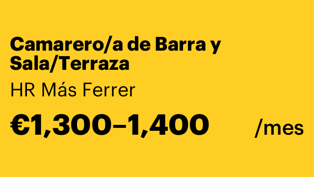 Camarero/a de Barra y Sala/Terraza