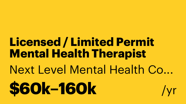Licensed / Limited Permit Mental Health Therapist (REMOTE)