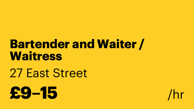 Bartender and Waiter / Waitress