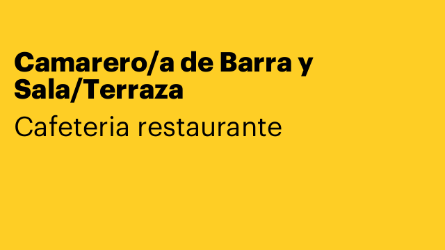 Camarero/a de Barra y Sala/Terraza