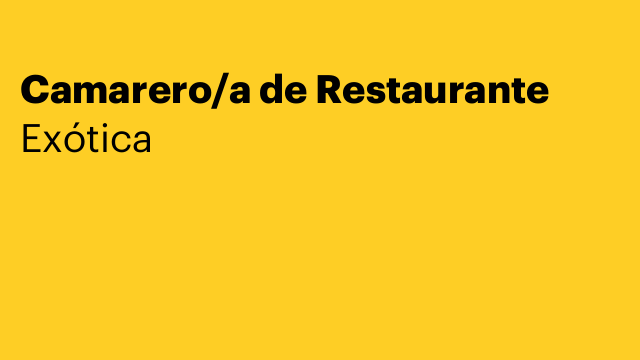 Camarero/a de Restaurante