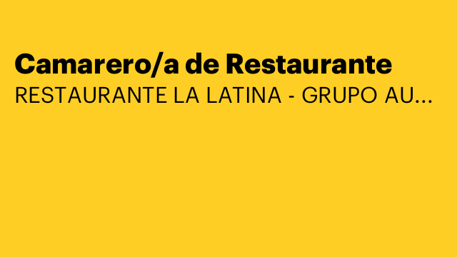 Camarero/a de Restaurante