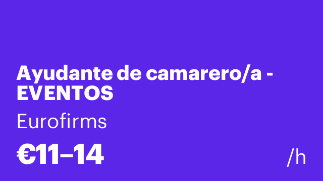 Ayudante de camarero/a - EVENTOS