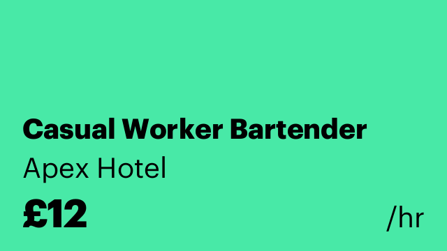 Casual Worker Bartender