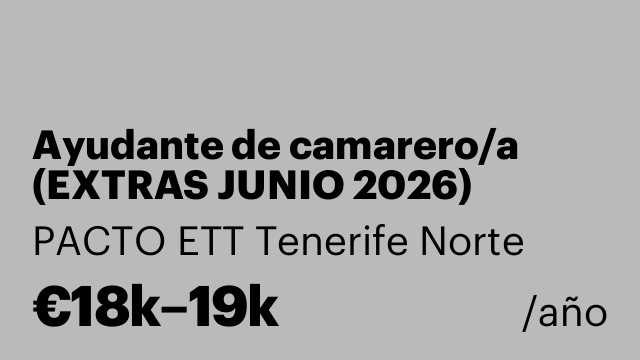 Ayudante de camarero/a (EXTRAS JUNIO 2026)