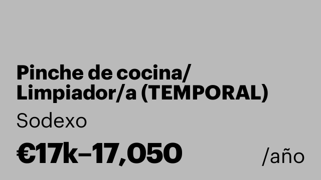 Pinche de cocina/ Limpiador/a (TEMPORAL) 38h- Málaga