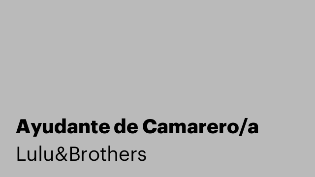 Ayudante de Camarero/a