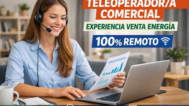 Teleoperador/a comercial experiencia venta energía 100%remoto
