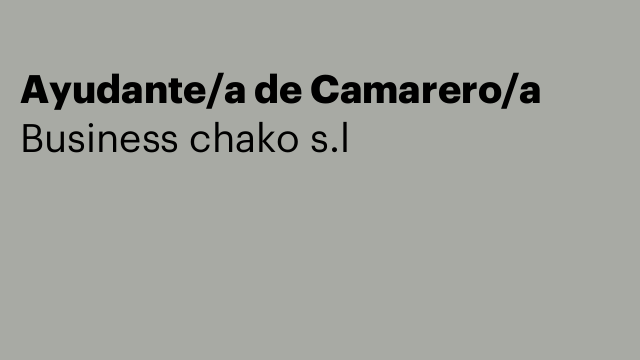 Ayudante/a de Camarero/a