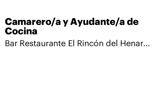 Camarero/a y Ayudante/a de Cocina