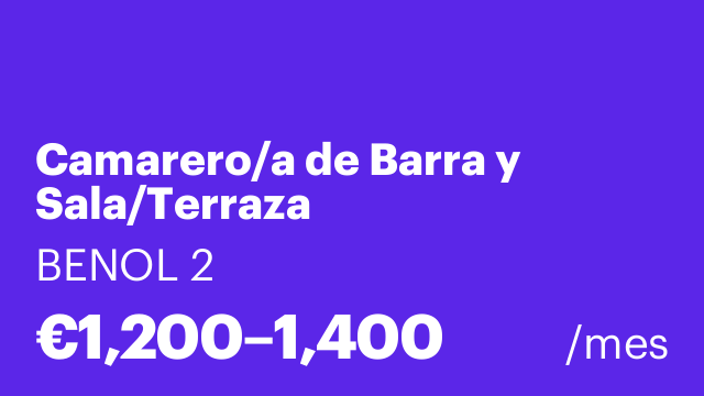 Camarero/a de Barra y Sala/Terraza