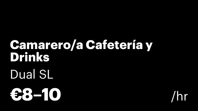 Camarero/a Cafetería y Drinks