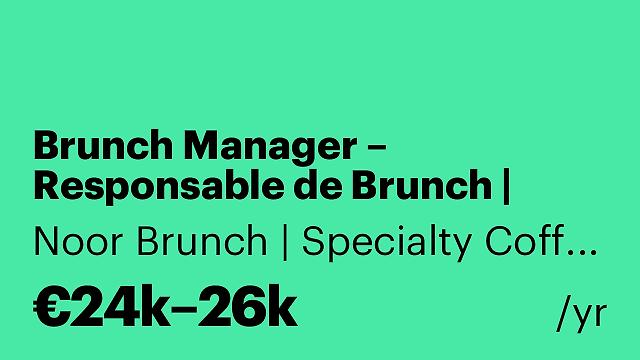 Brunch Manager – Responsable de Brunch | NOOR Coffee