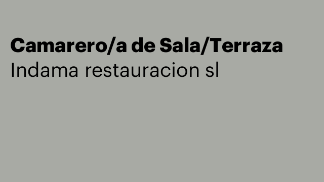 Camarero/a de Sala/Terraza