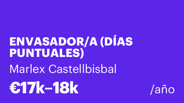 ENVASADOR/A (DÍAS PUNTUALES)